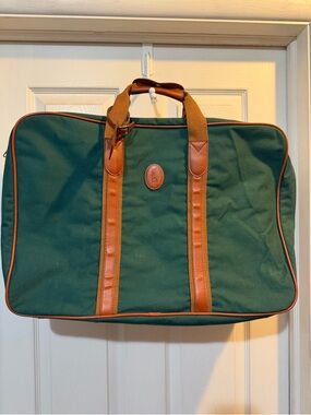 Polo Ralph Lauren Vintage Green Tan Soft Side Small Suitcase